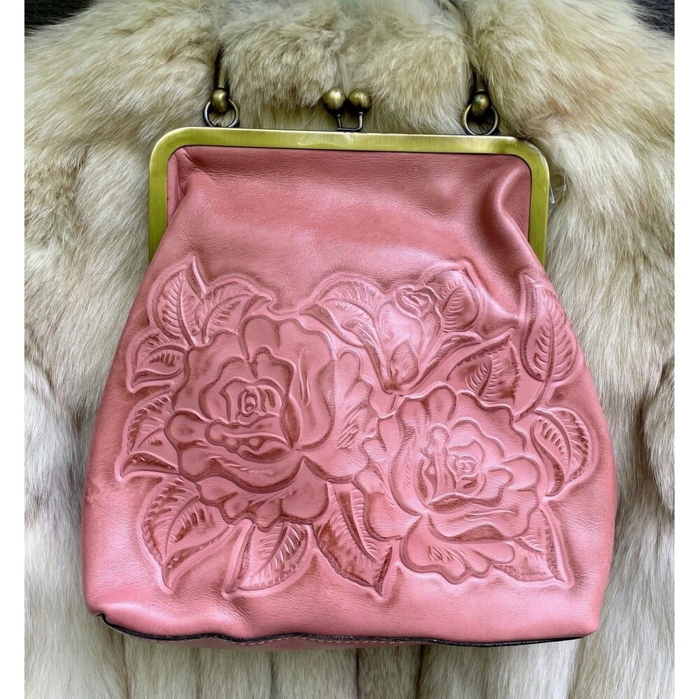 PATRICIA NASH Novella Floral Framed Kiss Lock Dusty Rose Shoulder Bag Purse NWT